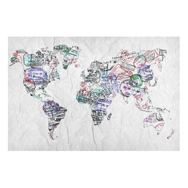 Weltkarte Tafel Reisepass Stempel Weltkarte