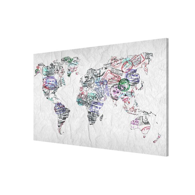 Magnettafeln Sprüche Reisepass Stempel Weltkarte