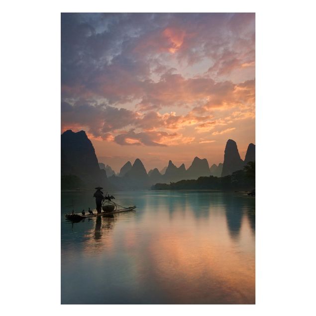 Wandbilder Berge Sonnenaufgang über chinesischem Fluss
