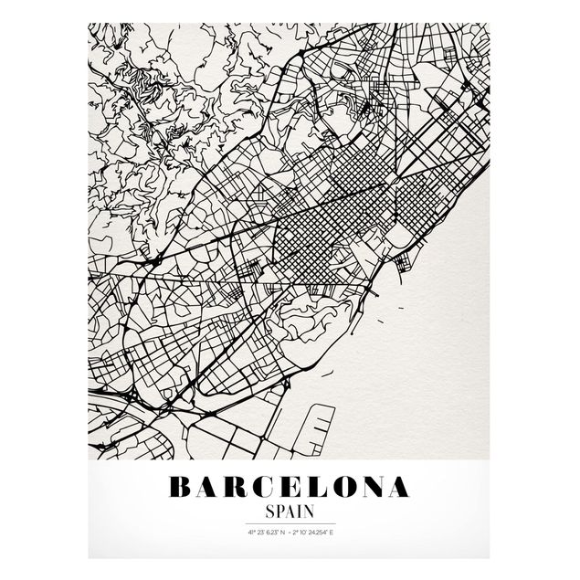 Weltkarte Magnettafel Stadtplan Barcelona - Klassik