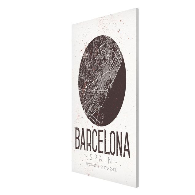 Magnettafeln Sprüche Stadtplan Barcelona - Retro