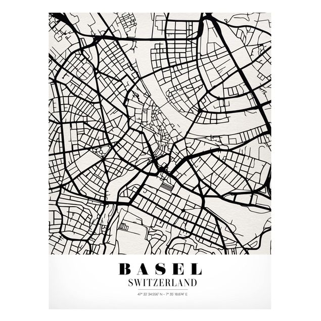 Magnettafel Weltkarte Stadtplan Basel - Klassik
