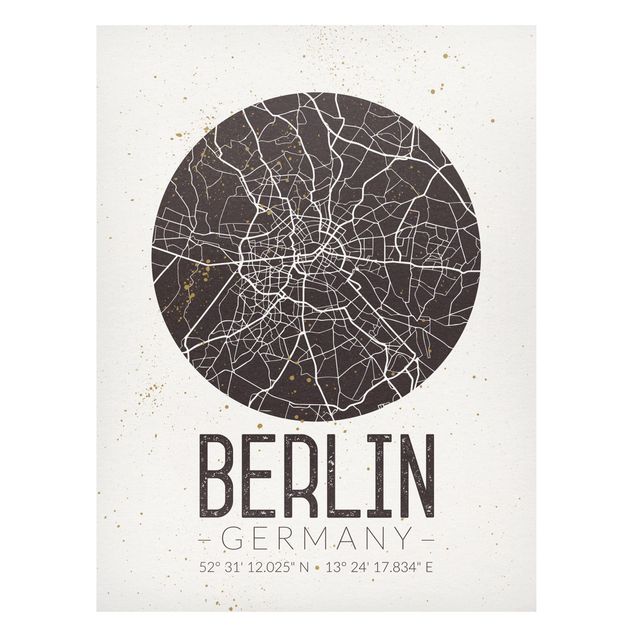 Weltkarte Tafel Stadtplan Berlin - Retro