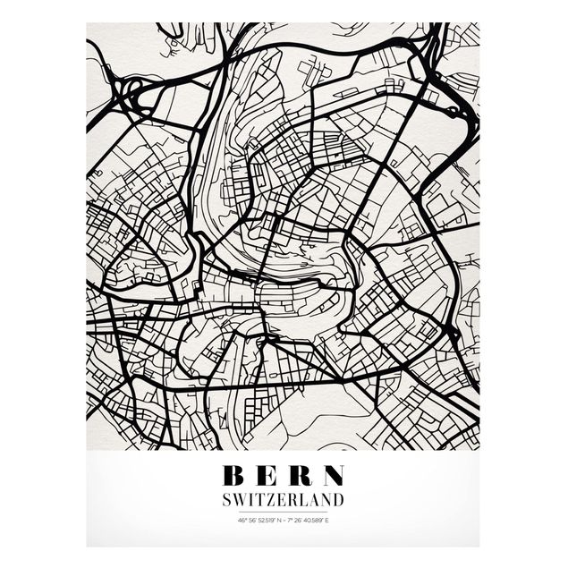 Weltkarte Tafel Stadtplan Bern - Klassik