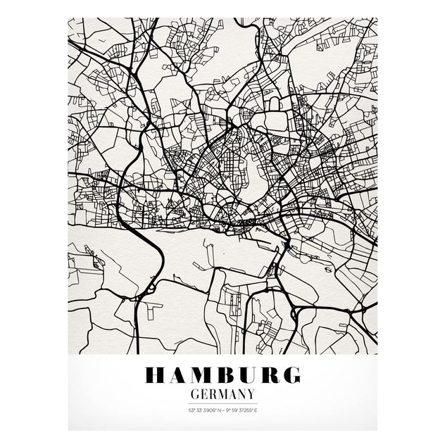 Weltkarte Magnettafel Stadtplan Hamburg - Klassik