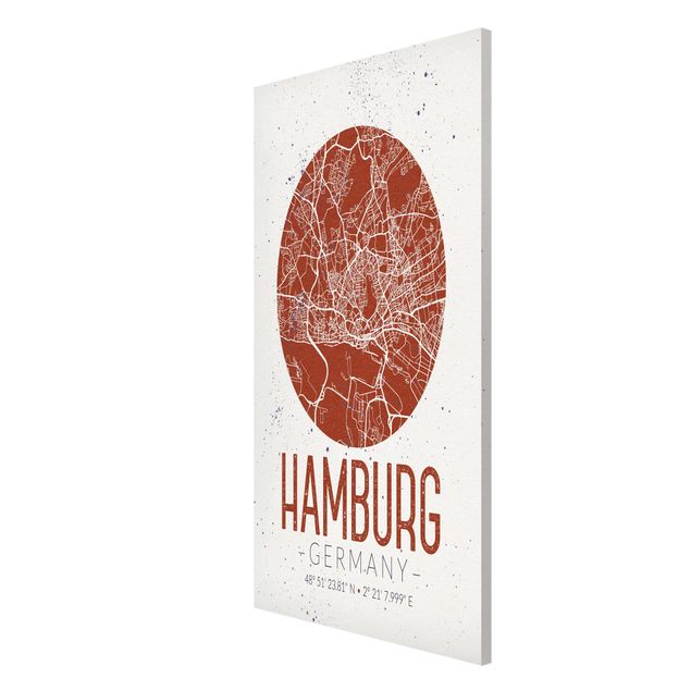 Magnettafeln Sprüche Stadtplan Hamburg - Retro