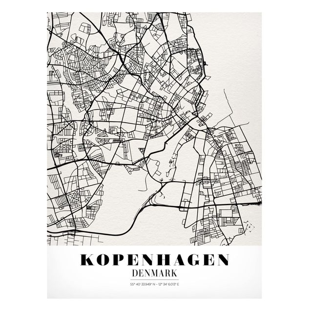 Weltkarte Tafel Stadtplan Kopenhagen - Klassik