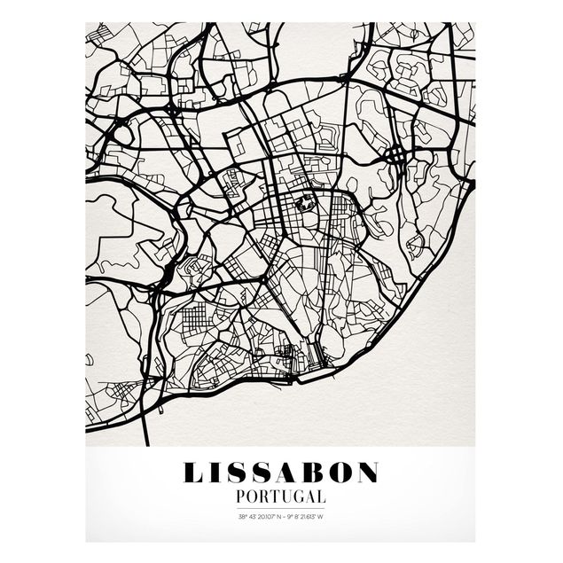 Weltkarte Magnettafel Stadtplan Lissabon - Klassik