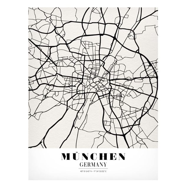 Weltkarte Tafel Stadtplan München - Klassik
