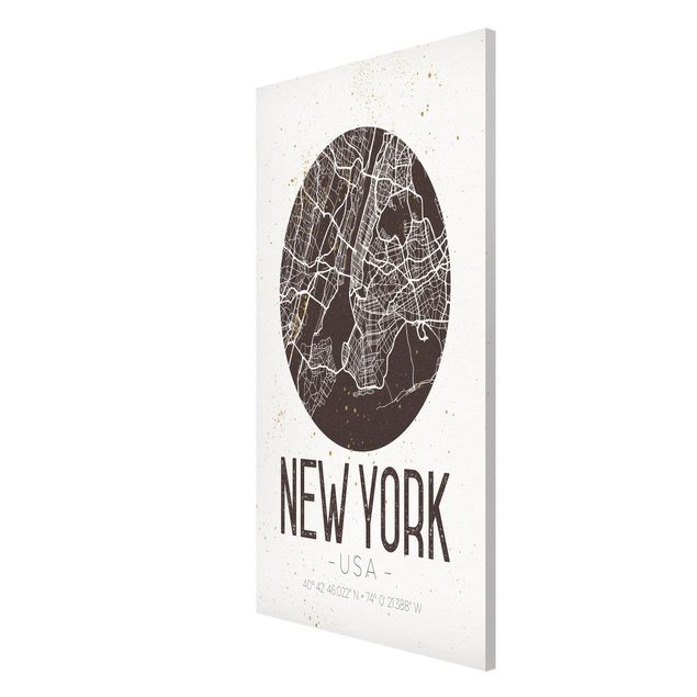 Weltkarte Magnettafel Stadtplan New York - Retro
