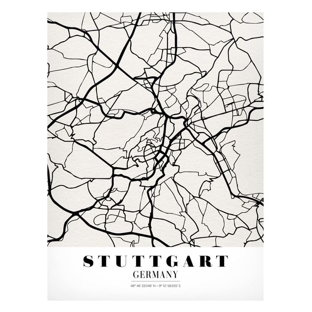Magnettafel Weltkarte Stadtplan Stuttgart - Klassik