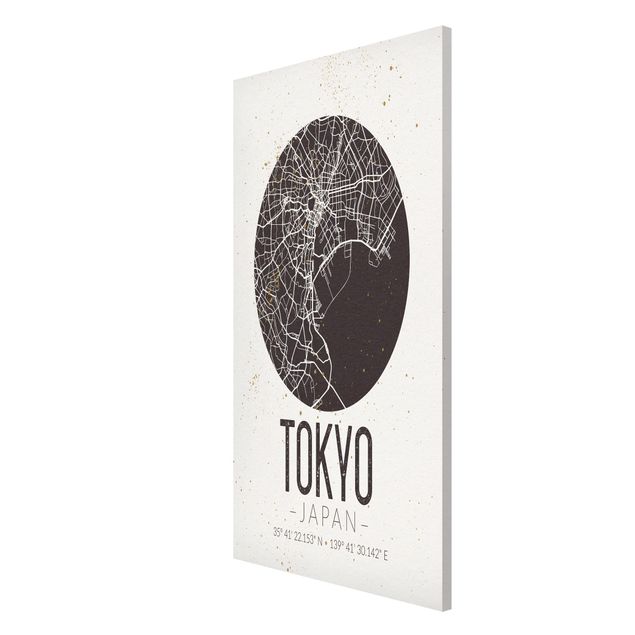 Weltkarte Magnettafel Stadtplan Tokyo - Retro