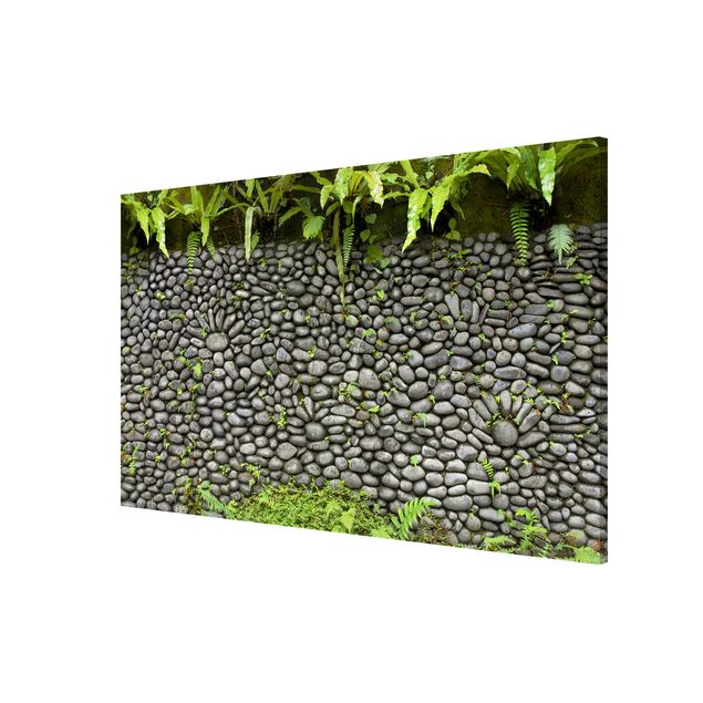 Magnettafel Steinoptik Steinwand mit Pflanzen