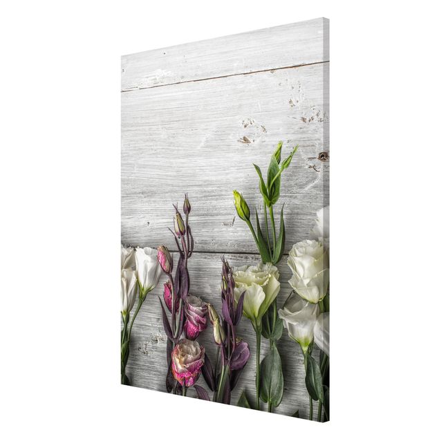 Wanddeko Küche Tulpen-Rose Shabby Holzoptik