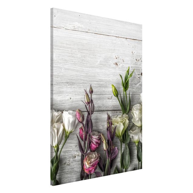 Magnettafeln Blumen Tulpen-Rose Shabby Holzoptik