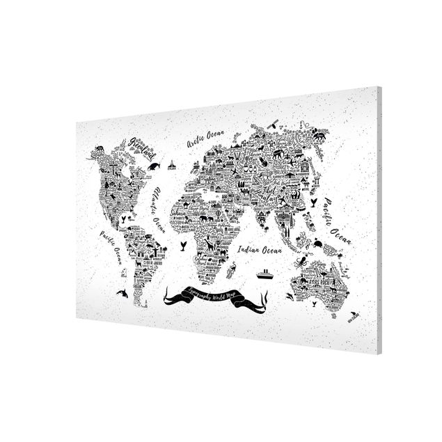 Magnettafeln Sprüche Typografie Weltkarte weiß