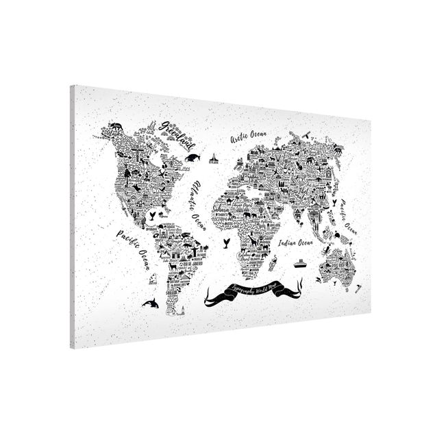 Deko Kinderzimmer Typografie Weltkarte weiß