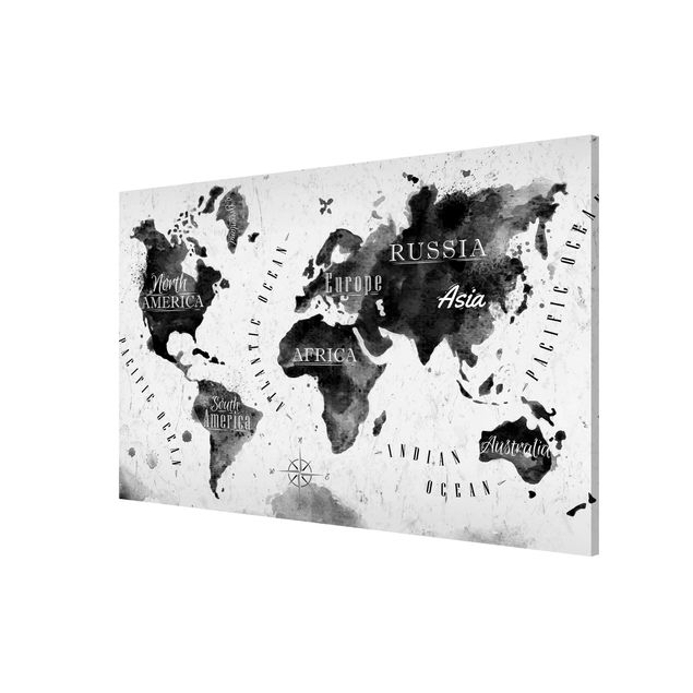 Wandbilder Weltkarten Weltkarte Aquarell schwarz