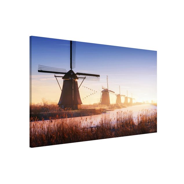 Wandbilder Landschaften Windmühlen von Kinderdijk