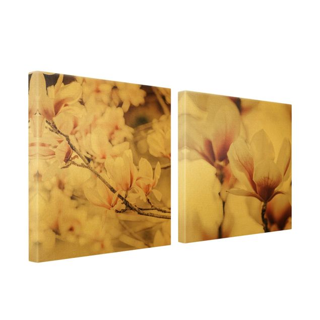 schöne Leinwandbilder Magnolienblüten Set