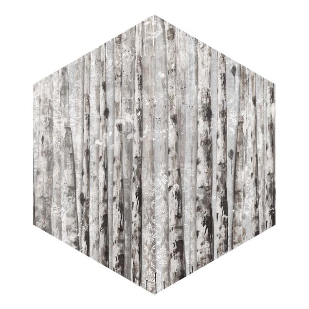 Hexagon Tapete selbstklebend - Malerischer Birkenwald