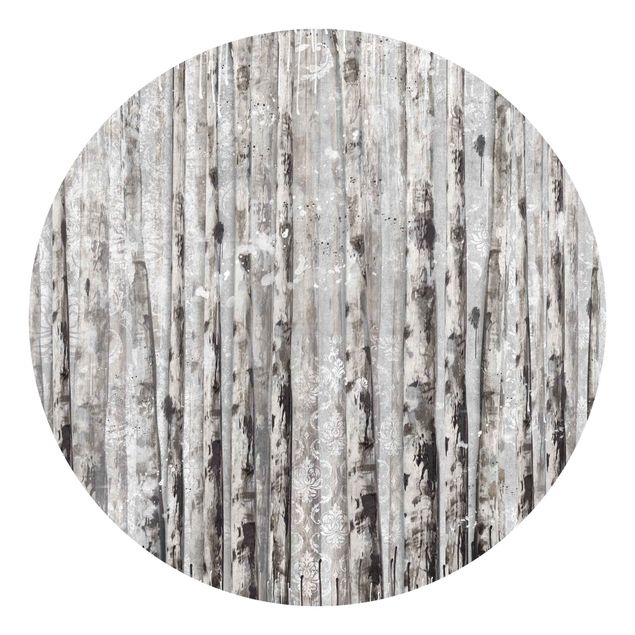 Runde Tapete selbstklebend - Malerischer Birkenwald