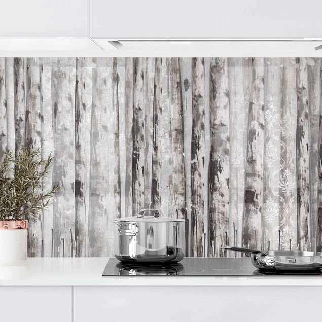 Küchenrückwände Holzoptik Malerischer Birkenwald