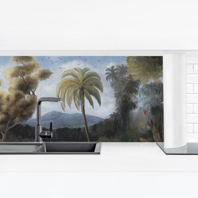 Küchenrückwand Folie Malerischer Vintage Dschungel