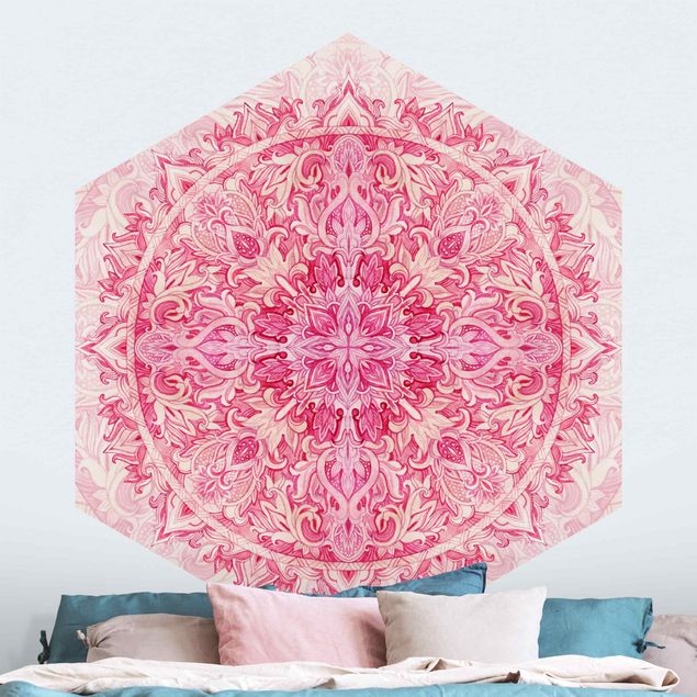Küche Dekoration Mandala Aquarell Ornament Muster pink