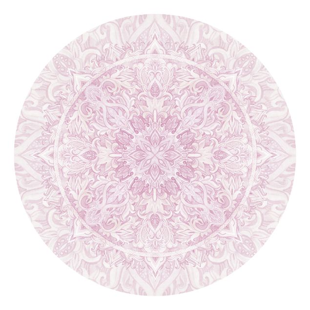Tapeten Modern Mandala Aquarell Ornament rosa