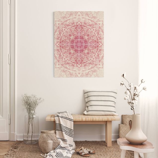 Leinwandbilder Muster Mandala Aquarell Sonne Ornament rosa