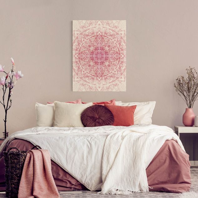 Wandbilder Mandalas Mandala Aquarell Sonne Ornament rosa