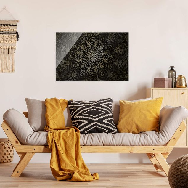 Wandbilder Mandalas Mandala Blüte Muster silber schwarz