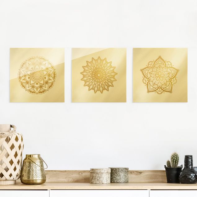 Küche Dekoration Mandala Blüte Sonne Illustration Set Gold