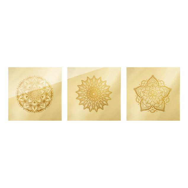 Bilder Mandala Blüte Sonne Illustration Set Gold