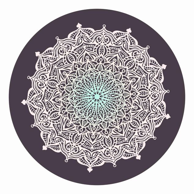Muster Tapete Mandala Ornament in Rose und Blau