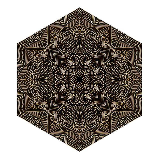 Fototapete kaufen Mandala Stern Muster gold schwarz