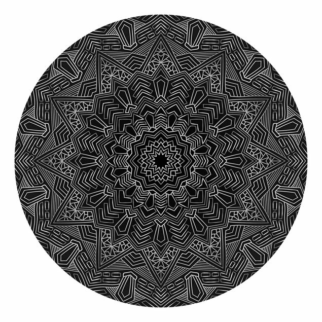 Fototapete silber Mandala Stern Muster silber schwarz