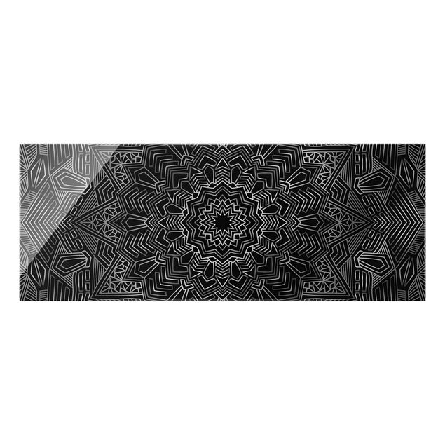 Bilder Mandala Stern Muster silber schwarz