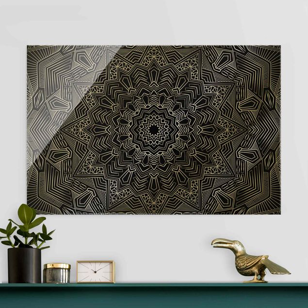 Küche Dekoration Mandala Stern Muster silber schwarz