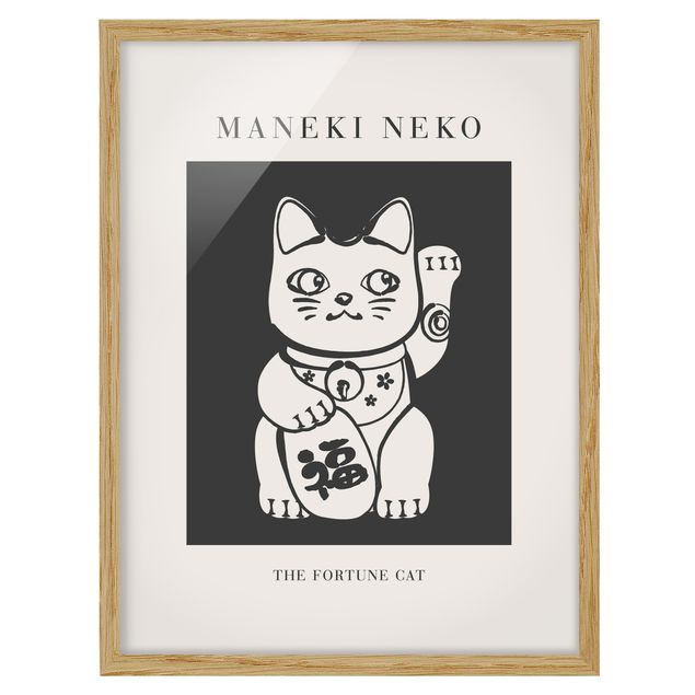 Gerahmte Bilder Vintage Maneki Neko - Die Glückskatze