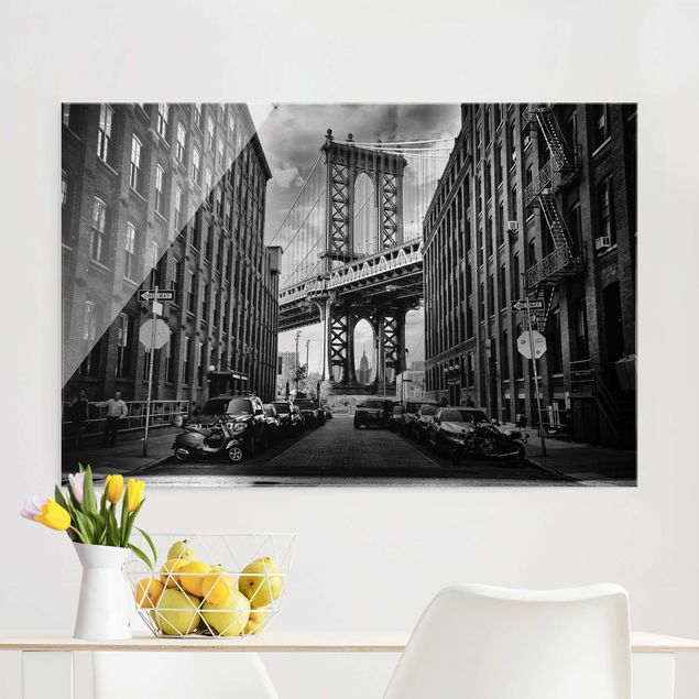 Glasbild New York Manhattan Bridge in America