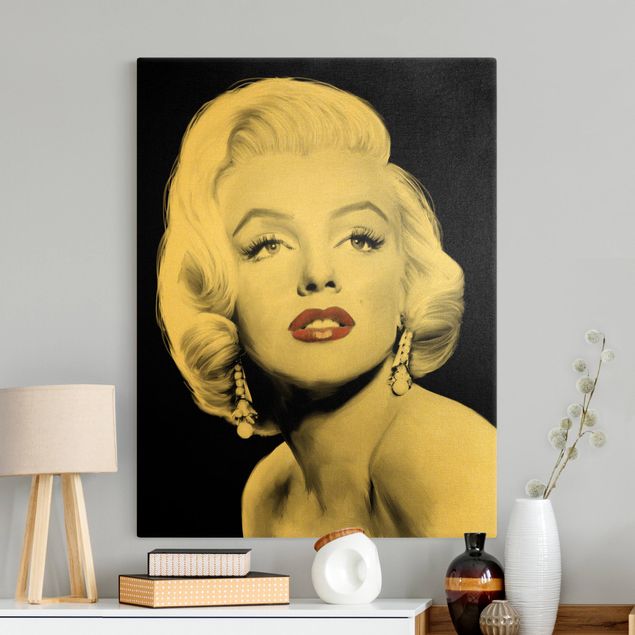 schwarz-weiß Bilder auf Leinwand Marilyn mit Ohrschmuck