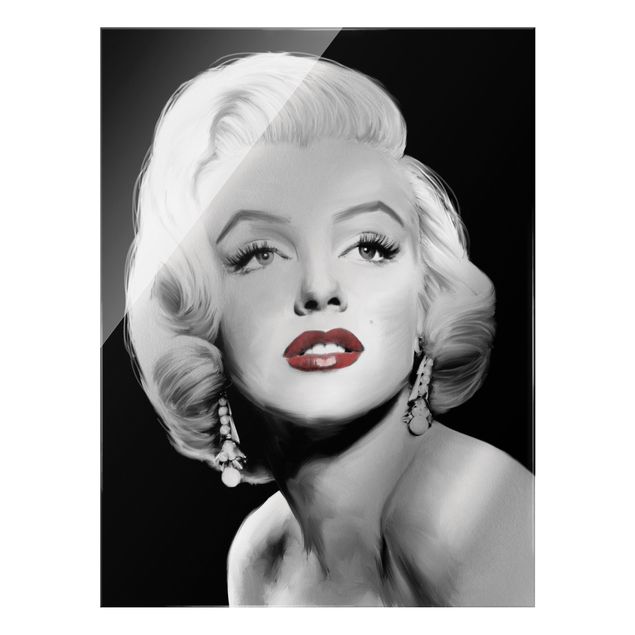 Wandbilder Schwarz-Weiß Marilyn mit Ohrschmuck