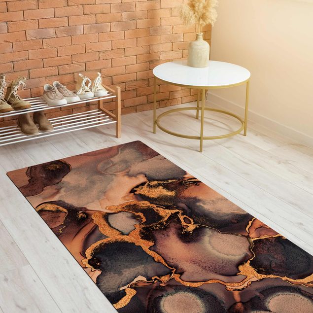 Teppich abstrakt Marmor Aquarell mit Gold