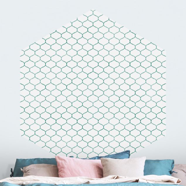 geometrische Tapete Marokkanisches Aquarell Linienmuster