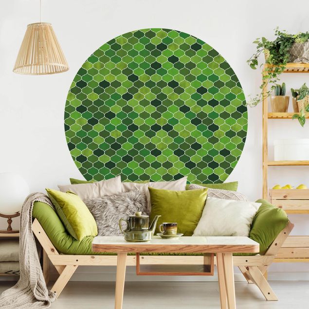 Küche Dekoration Marokkanisches Aquarell Muster Grün
