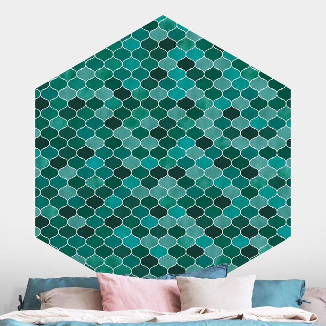 Tapete geometrische Muster Marokkanisches Aquarell Muster