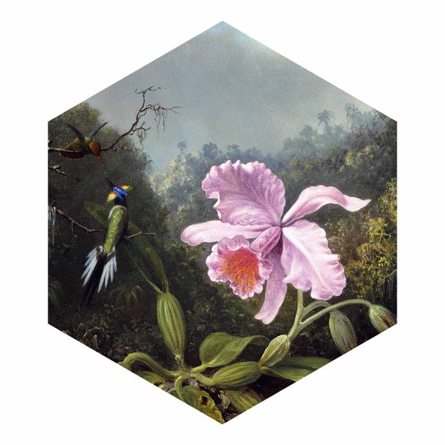 Blumentapete Martin Johnson Heade - Stillleben mit Orchidee und zwei Kolibris
