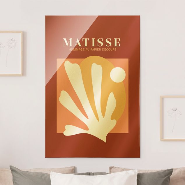 Glasbild Abstakt Matisse Interpretation - Kombination Rot